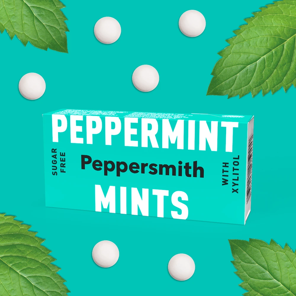 Peppersmith konfektai su ksilitoliu ir pipirmėtės skoniu, 25 vnt.