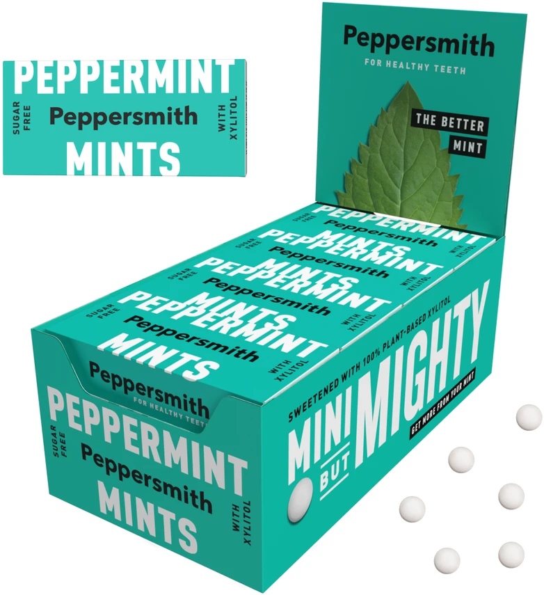 Peppersmith konfektai su ksilitoliu ir pipirmėtės skoniu, 25 vnt.