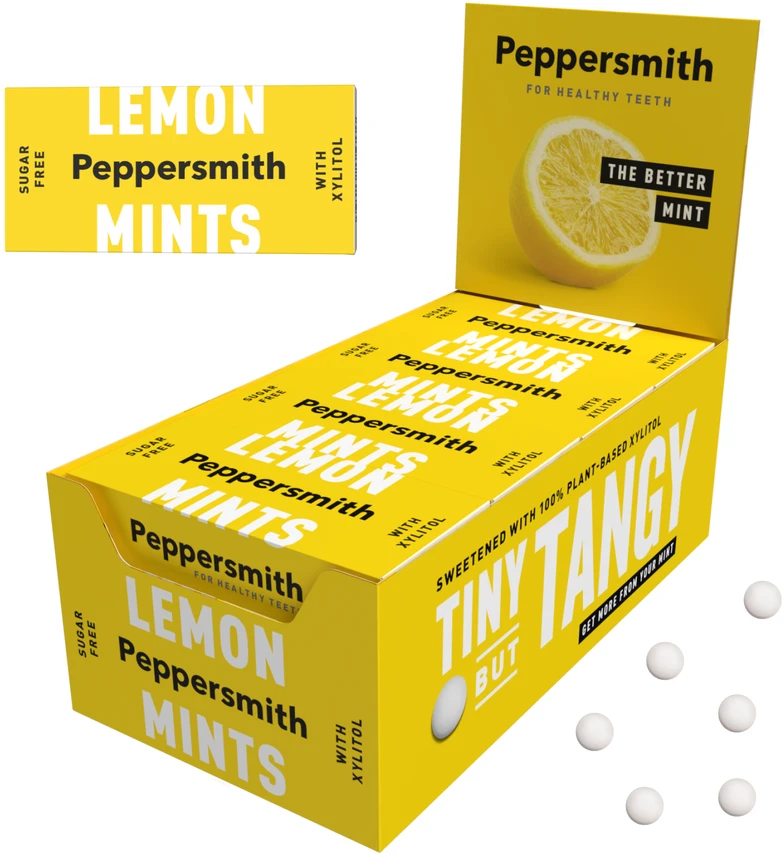 Peppersmith konfektai su ksilitoliu ir citrinos skoniu, 25 vnt.