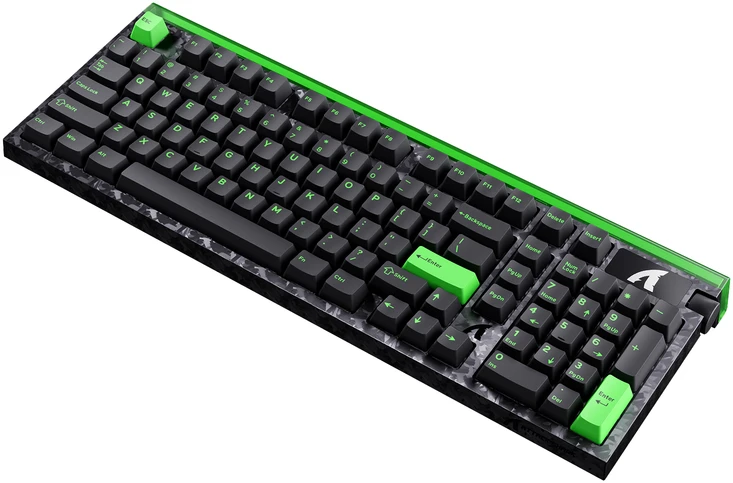 ATTACK SHARK R98 HE Carbon Fiber Neon Žalias laidinė klaviatūra su Rapid Trigger ir Magnetic Switch jungikliais, C01 Ultra RGB Coiled Cable laidu