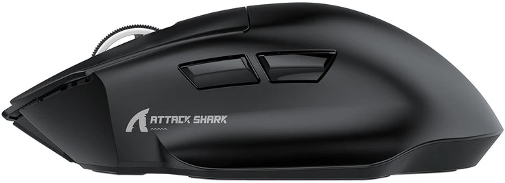ATTACK SHARK V6 Juodas itin lengva belaidė žaidimų pelė, 3 režimų, su įkrovimo stotele