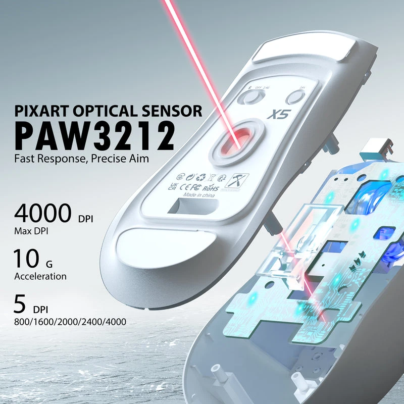 Belaidė žaidimų pelė Attack Shark X5 Baltas & Juodas