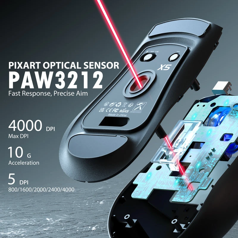 Belaidė žaidimų pelė Attack Shark X5 Juodas