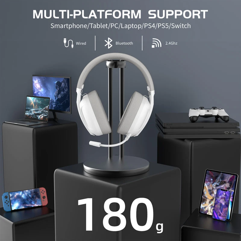 Belaidės žaidimų ausinės su mikrofonu Attack Shark L80 Baltas