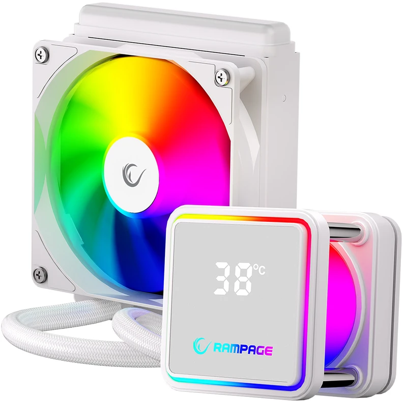 CPU aušintuvas RAMPAGE INFINITE V120 Baltas ARGB INTEL LGA1700/AMD AM5 120mm Liquid Cooler