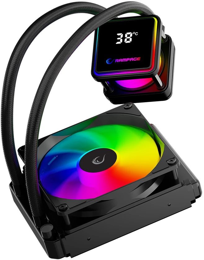 CPU aušintuvas RAMPAGE INFINITE V120 Juodas ARGB Intel LGA1700/AMD AM5 120mm liquid cooler CPU Fan