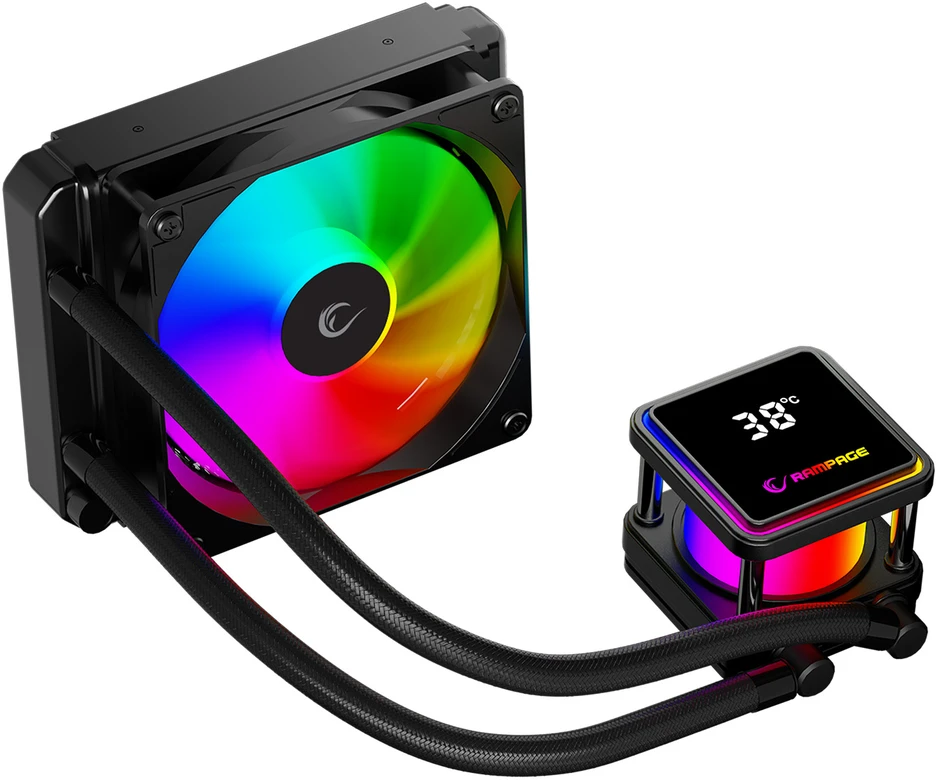 CPU aušintuvas RAMPAGE INFINITE V120 Juodas ARGB Intel LGA1700/AMD AM5 120mm liquid cooler CPU Fan