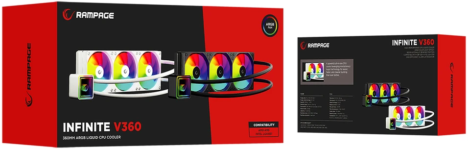 CPU AUŠINTUVAS RAMPAGE INFINITE V360 Baltas ARGB LGA1700/1851/AM5 360mm Liquid Cooler
