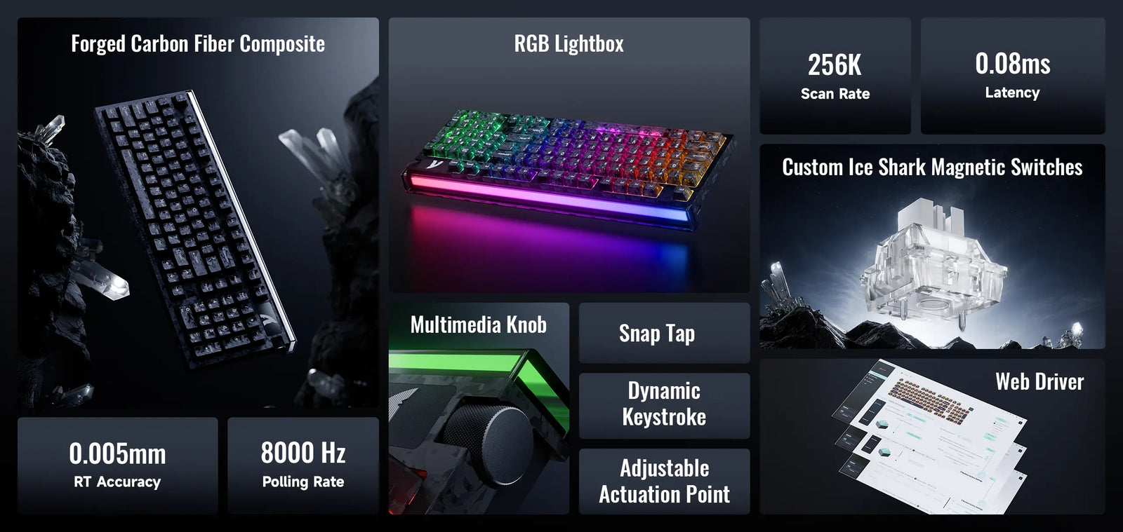 ATTACK SHARK R98 HE Carbon Fiber Neon Žalias laidinė klaviatūra su Rapid Trigger ir Magnetic Switch jungikliais, C01 Ultra RGB Coiled Cable laidu aprašymas - Prekės nuotrauka