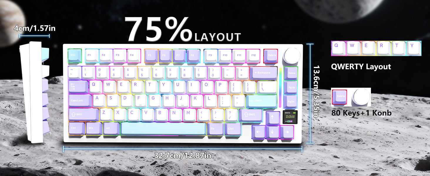 Mechaninė žaidimų klaviatūra Attack Shark X820 Ultra Baltas Contour line RGB LED TFT ekranas aprašymas - Prekės nuotrauka