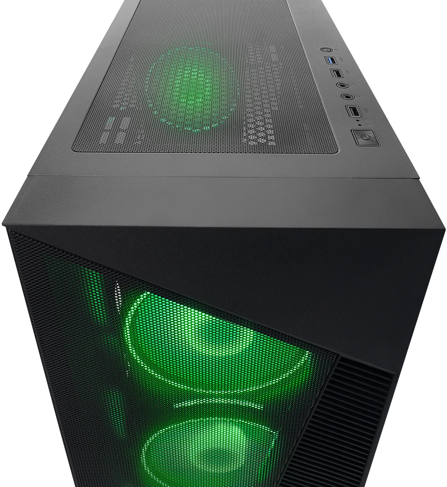 Kompiuterio korpusas Rampage Inspirer Mesh su 650W 80+ maitinimo šaltiniu, 4x12cm ARGB Infinity aušintuvai, magnetinis grūdintas stiklas, ATX Mid-t, Juodas