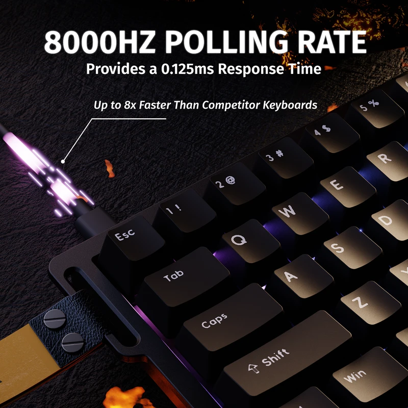 Magnetinė laidinė žaidimų klaviatūra Attack Shark X68 HE Juodas / Juoda. laidinė. RGB pašvietimas. 66 mygtukai