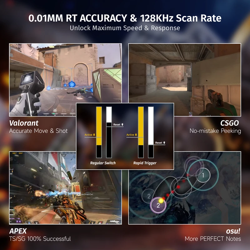 Magnetinė laidinė žaidimų klaviatūra Attack Shark X68 HE Juodas / Juoda. laidinė. RGB pašvietimas. 66 mygtukai