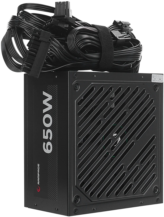 Maitinimo šaltinis RAMPAGE RMP-650-80PB 650W 80Plus Standard 12cm Fan Active PFC