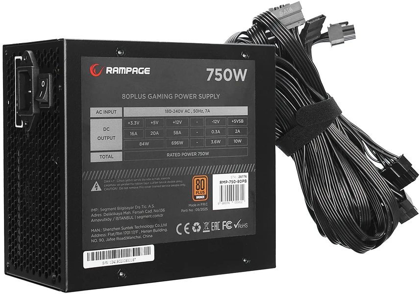 Maitinimo šaltinis Rampage RMP-750-80PB 750WAPFC 14cmFan 80Plus Bronze