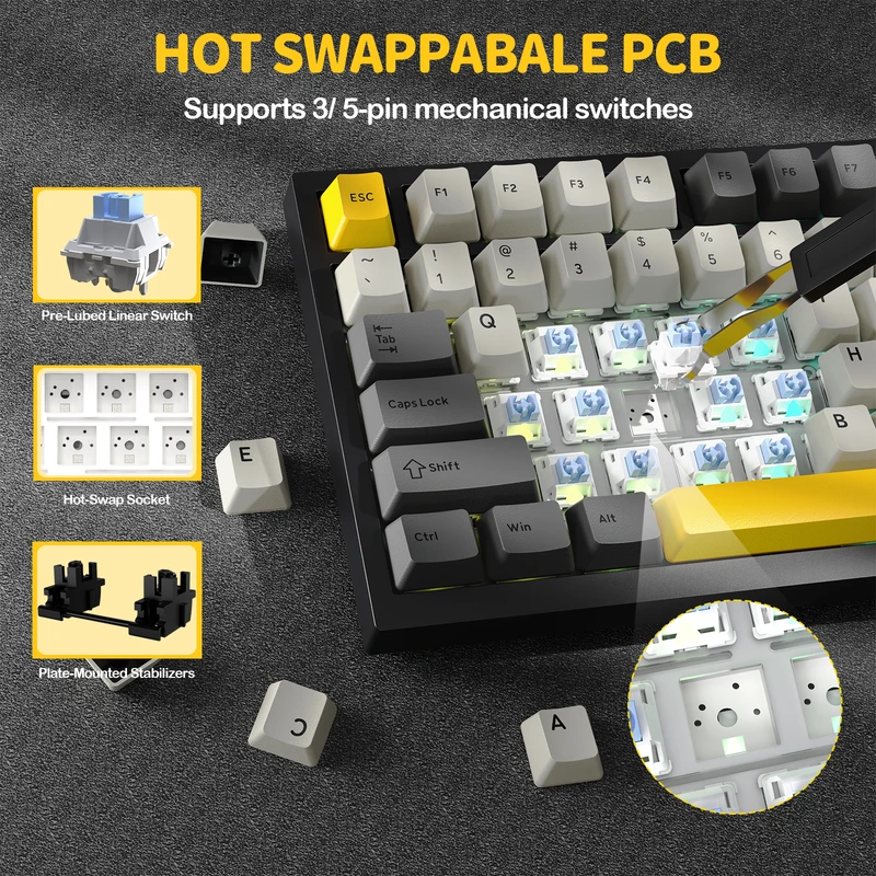 Mechaninė žaidimų klaviatūra Attack Shark X820 Ultra Star Juodas / Juoda RGB LED TFT ekranas