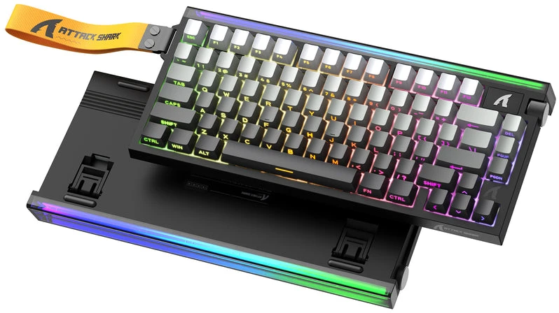 Mechaninė žaidimų klaviatūra Attack Shark R85HE Moonlight juodas, laidinė, RGB apšvietimas