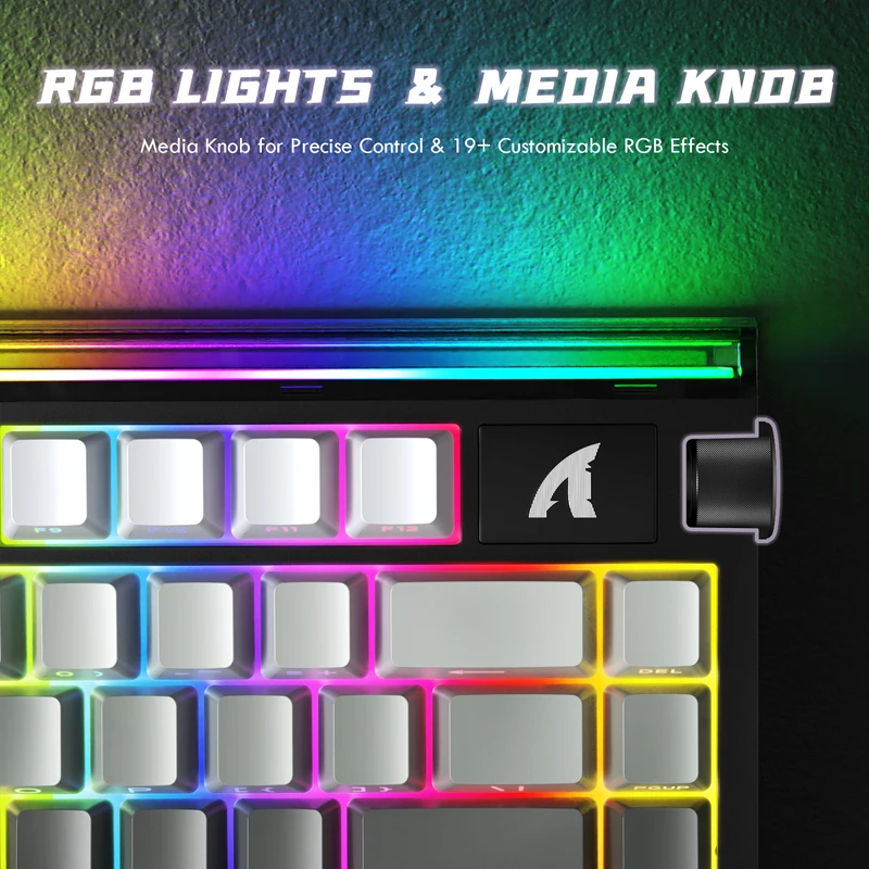 Mechaninė žaidimų klaviatūra Attack Shark R85HE Moonlight juodas, laidinė, RGB apšvietimas