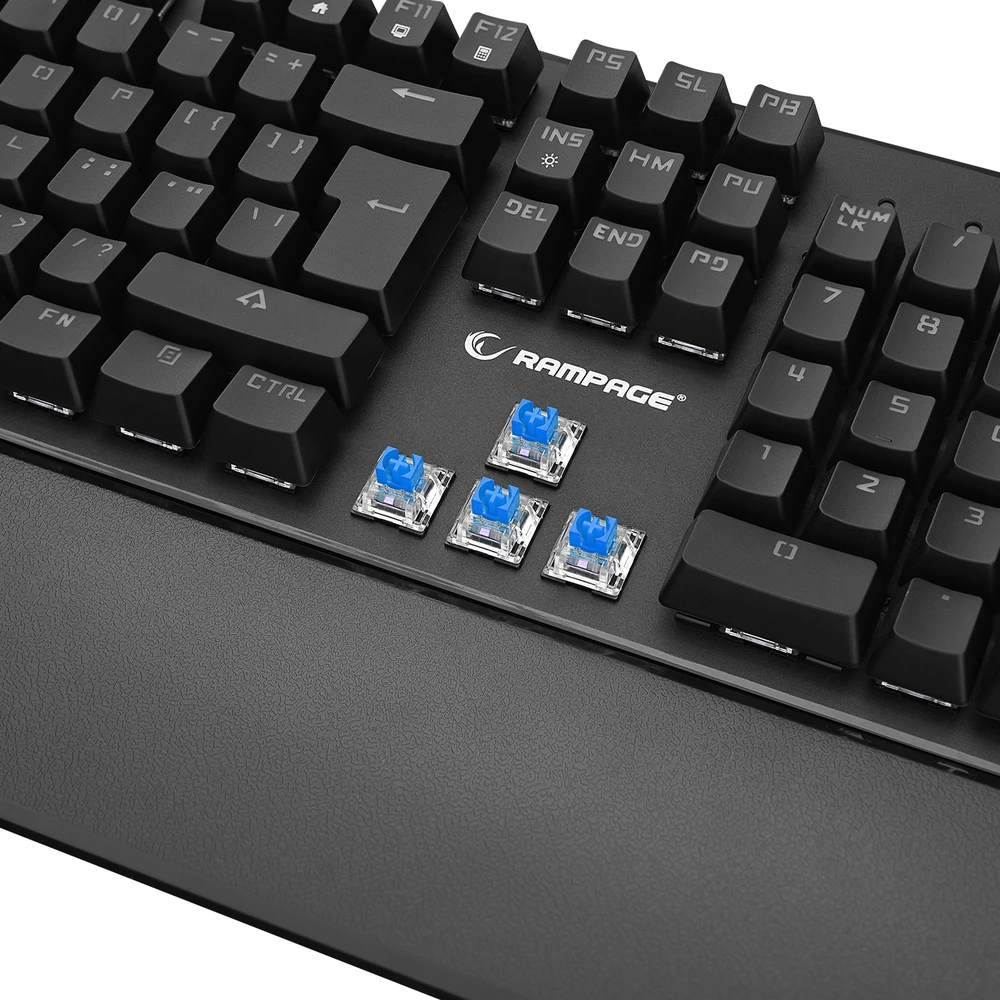 Klaviatūra žaidimams Rampage Umbra KB-R86 Kaicheng Mėlyna su laidu mechaninė su pašvietimu juoda