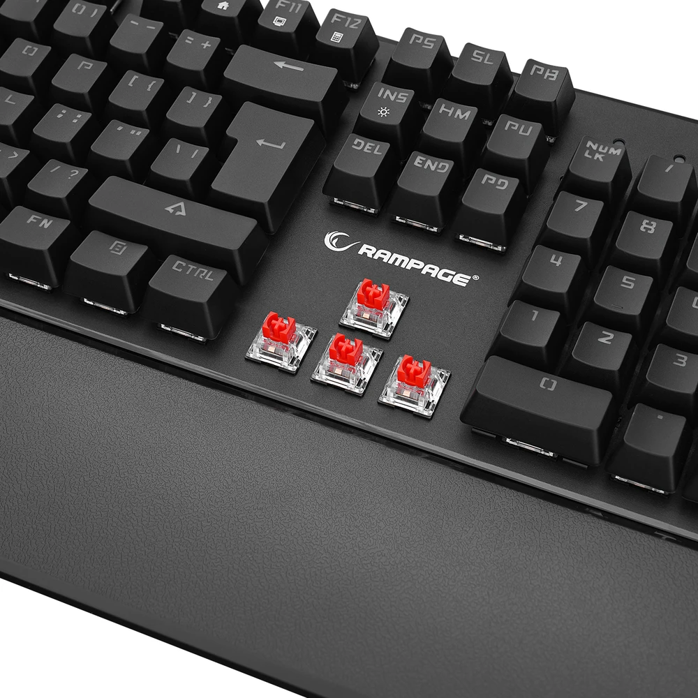 Klaviatūra žaidimams Rampage Umbra KB-R86 Kaicheng Raudona su laidu mechaninė su pašvietimu juoda
