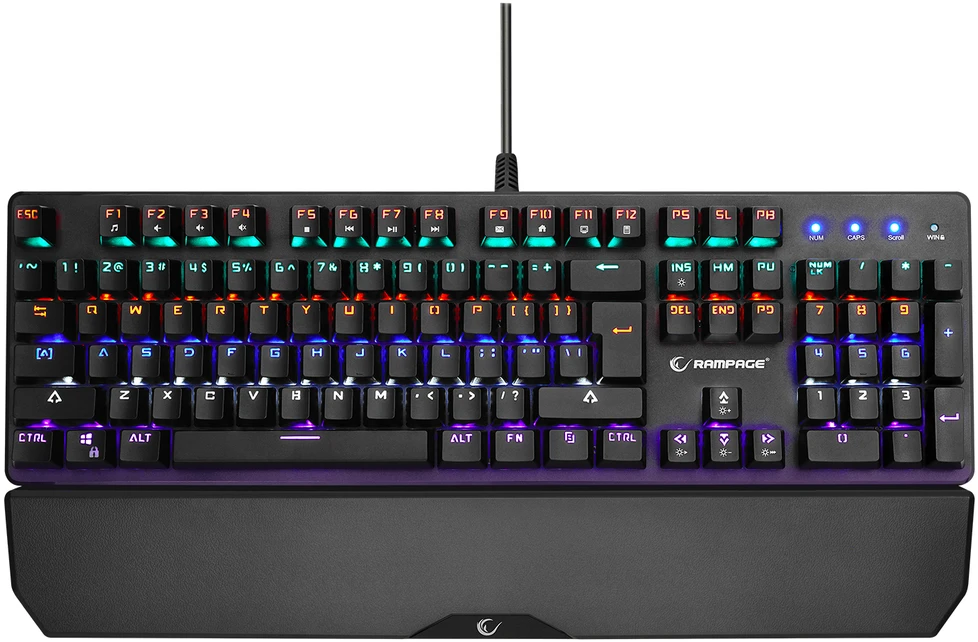 Klaviatūra žaidimams Rampage Umbra KB-R86 Kaicheng Mėlyna su laidu mechaninė su pašvietimu juoda