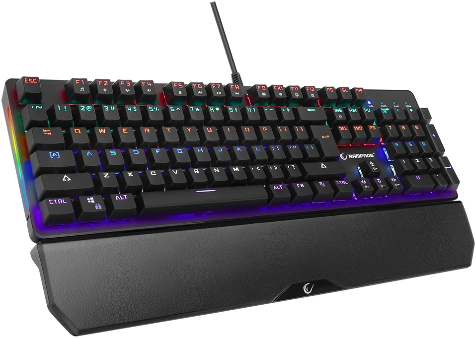 Klaviatūra žaidimams Rampage Umbra KB-R86 Kaicheng Raudona su laidu mechaninė su pašvietimu juoda