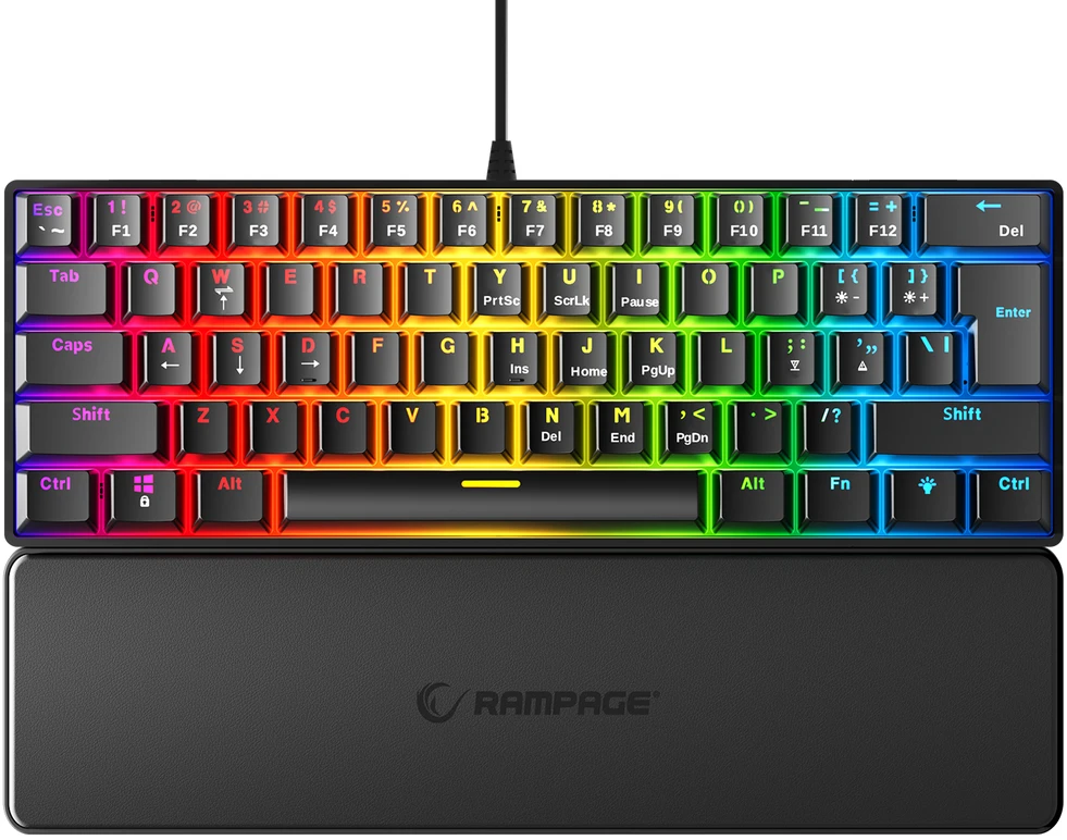 Mėlyna Klaviatūra žaidimams Rampage PLOWER RMP Mėlyna su laidu mechaninė su pašvietimu juoda