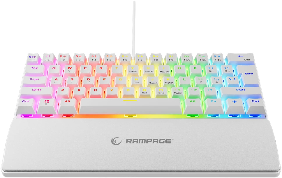Mėlyna Klaviatūra žaidimams Rampage PLOWERK60 RMP Mėlyna su laidu mechaninė su pašvietimu balta