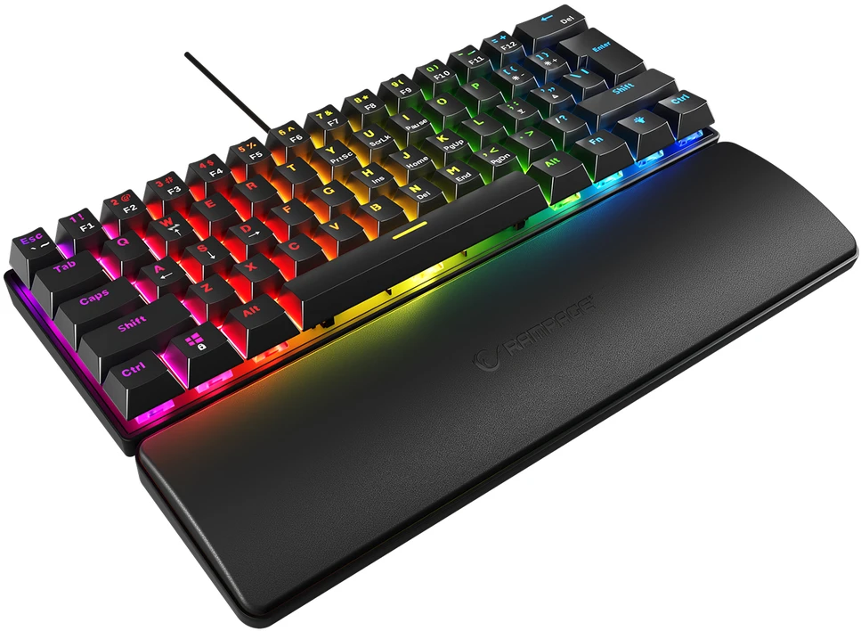 Mėlyna Klaviatūra žaidimams Rampage PLOWER RMP Mėlyna su laidu mechaninė su pašvietimu juoda