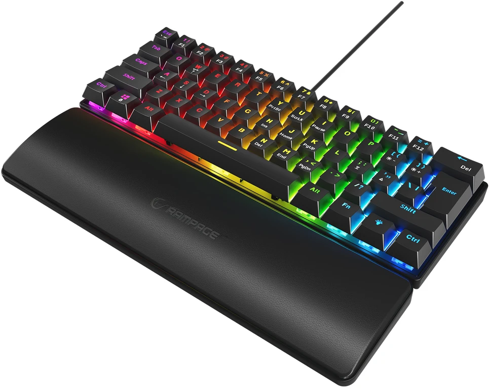 Mėlyna Klaviatūra žaidimams Rampage PLOWER RMP Mėlyna su laidu mechaninė su pašvietimu juoda