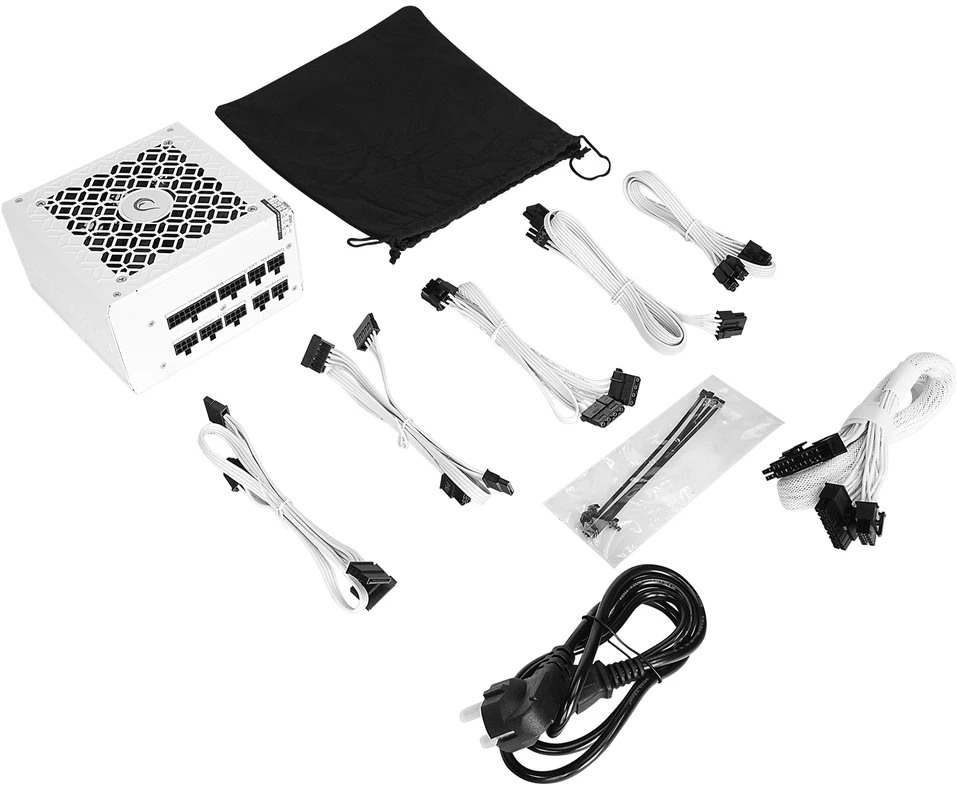 Modulinis maitinimo šaltinis Rampage Mate M750-80PB 750W 12cm Fan. 80 Plus Bronze. Active PFC. Full Modular. Baltas