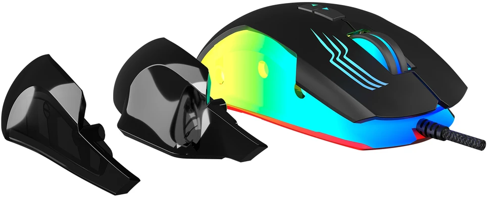Pelė žaidimams Rampage SMX-G38 CLAW. USB. 8 klavišai. 7200 dpi. RGB LED. 2 nuimami magnetiniai šoniniai klavišai