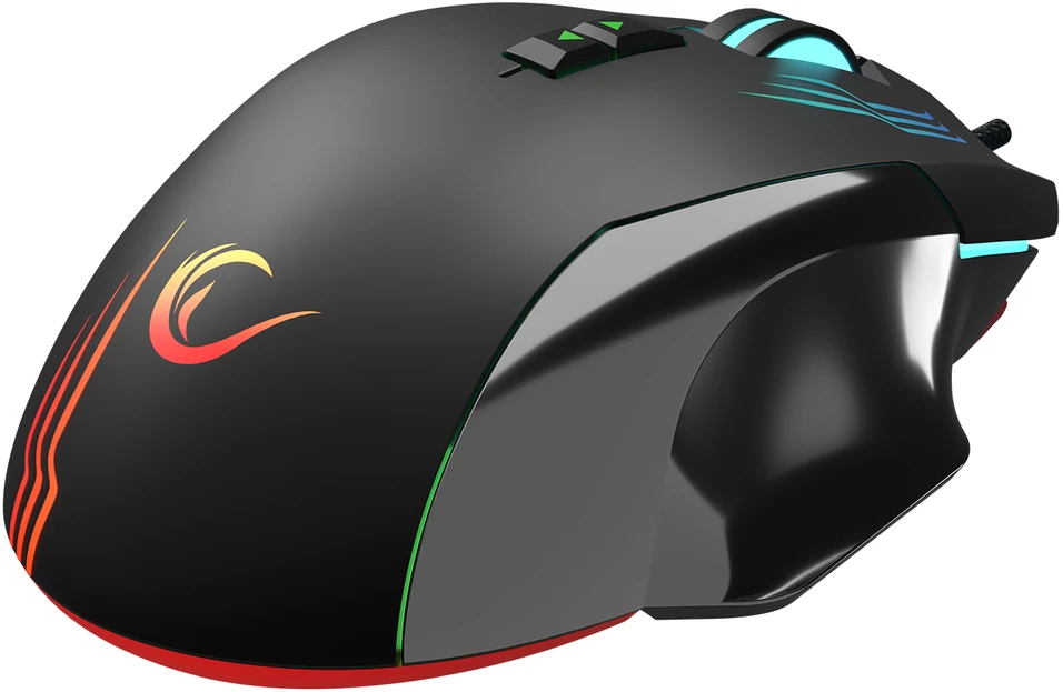 Pelė žaidimams Rampage SMX-G38 CLAW. USB. 8 klavišai. 7200 dpi. RGB LED. 2 nuimami magnetiniai šoniniai klavišai