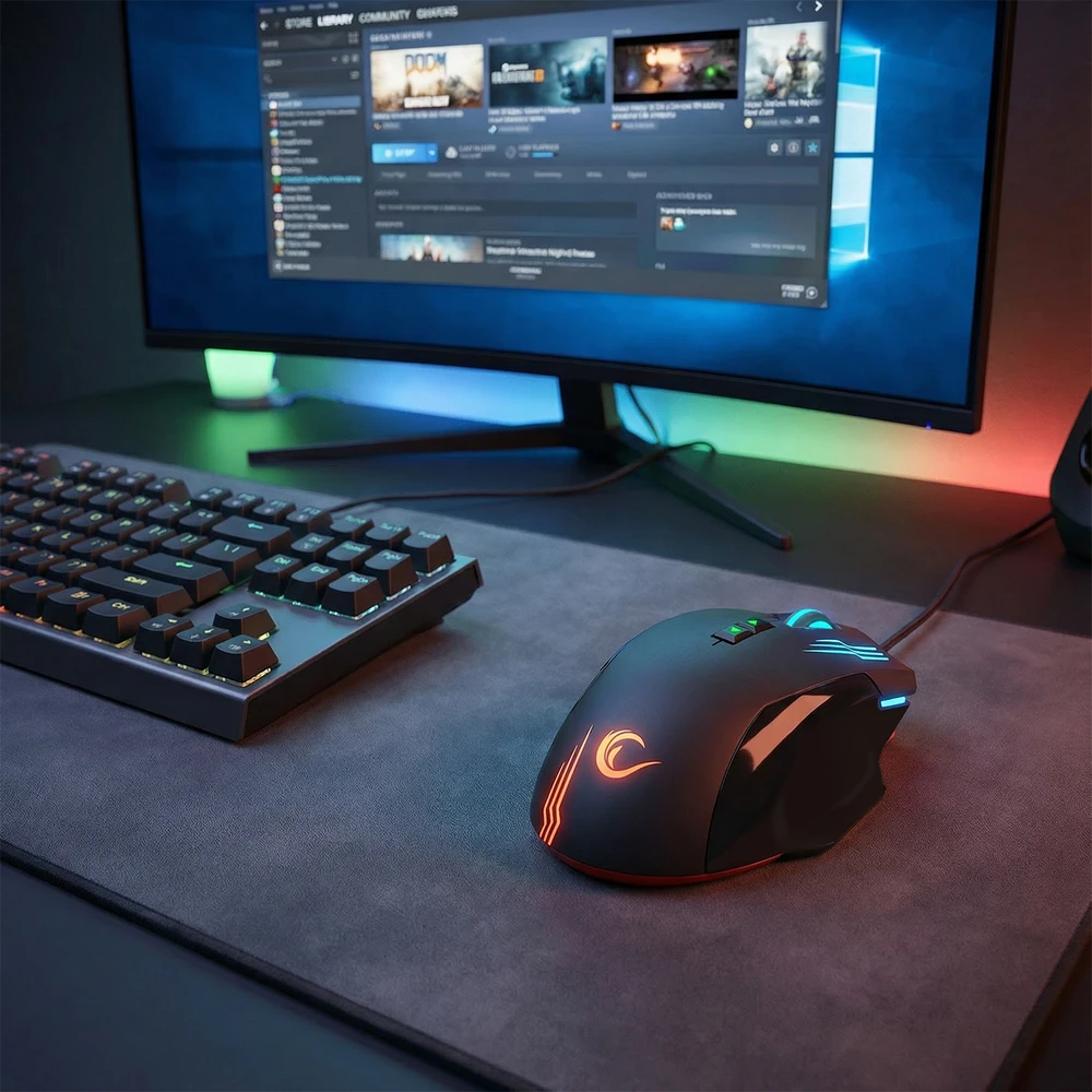 Pelė žaidimams Rampage SMX-G38 CLAW. USB. 8 klavišai. 7200 dpi. RGB LED. 2 nuimami magnetiniai šoniniai klavišai
