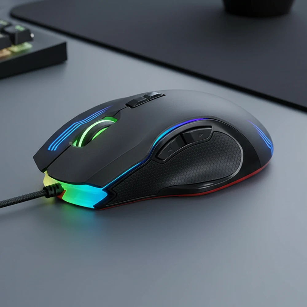Pelė žaidimams Rampage SMX-G38 CLAW. USB. 8 klavišai. 7200 dpi. RGB LED. 2 nuimami magnetiniai šoniniai klavišai