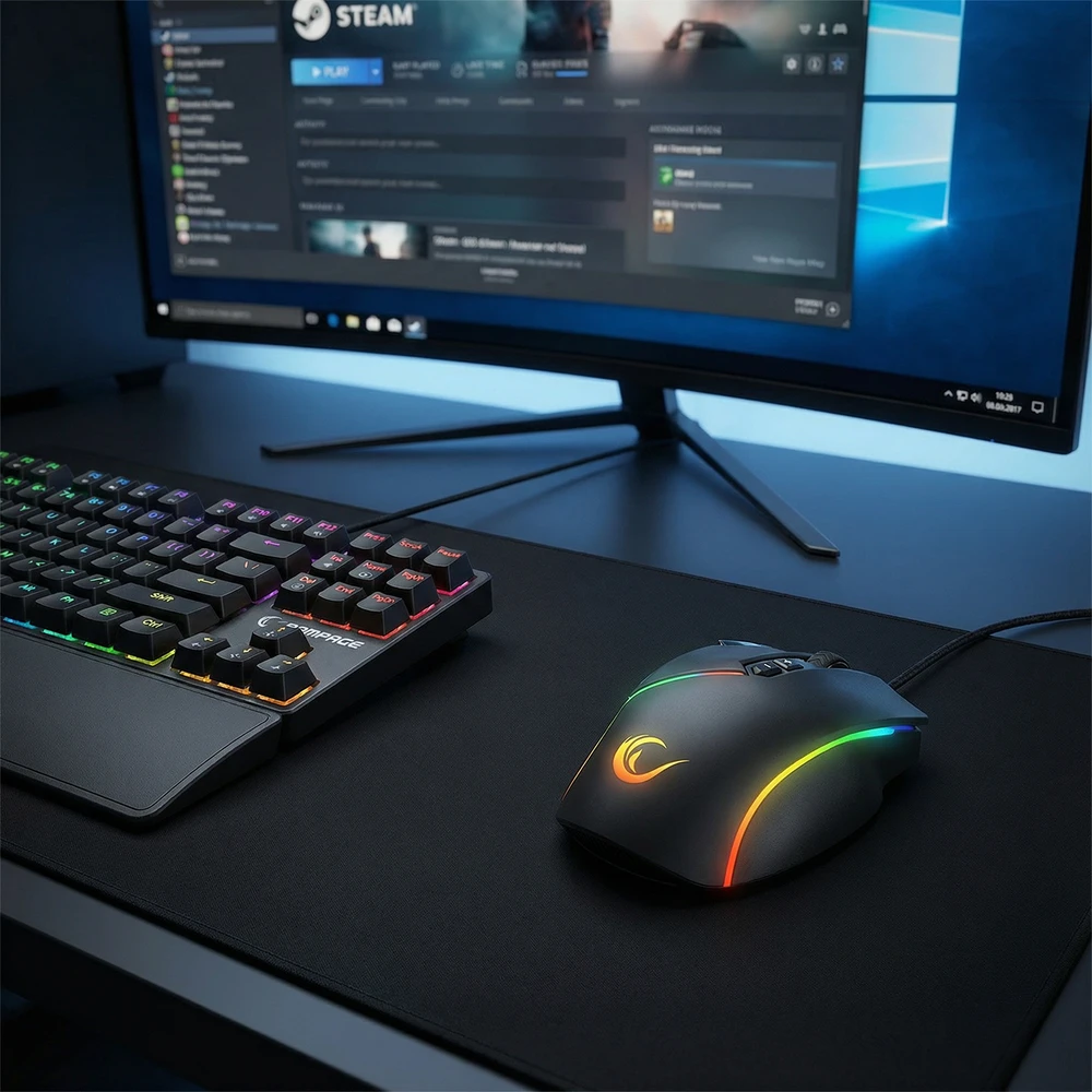 Pelė žaidimams Rampage SMX-G39 Comfort USB 8D+ Extra Shot Button 7200dpi. RGB LED. programuojama