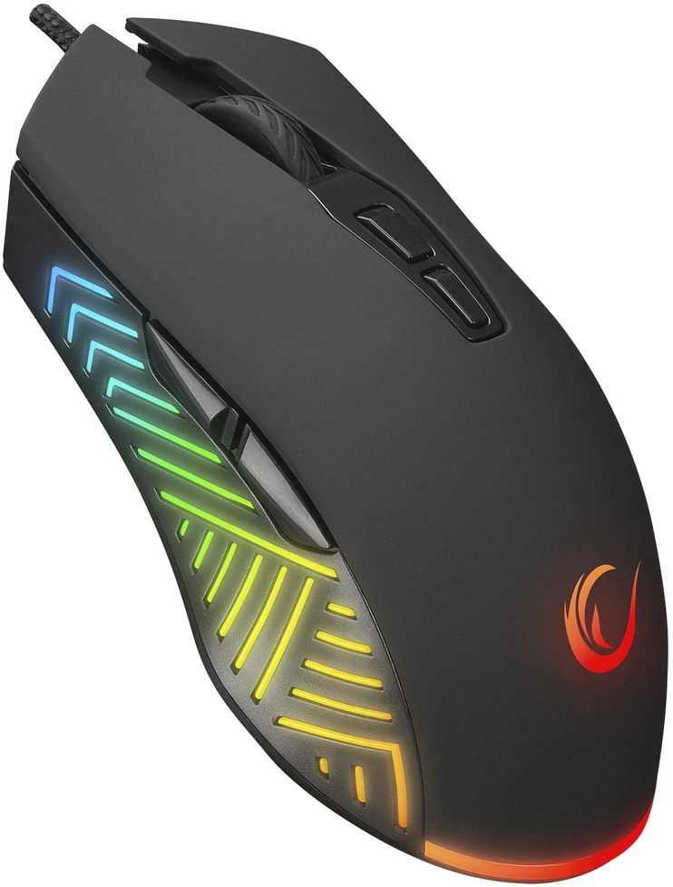 Pelė Myszka žaidimams Rampage Spear V2 su laidu 12800 dpi optinė juoda
