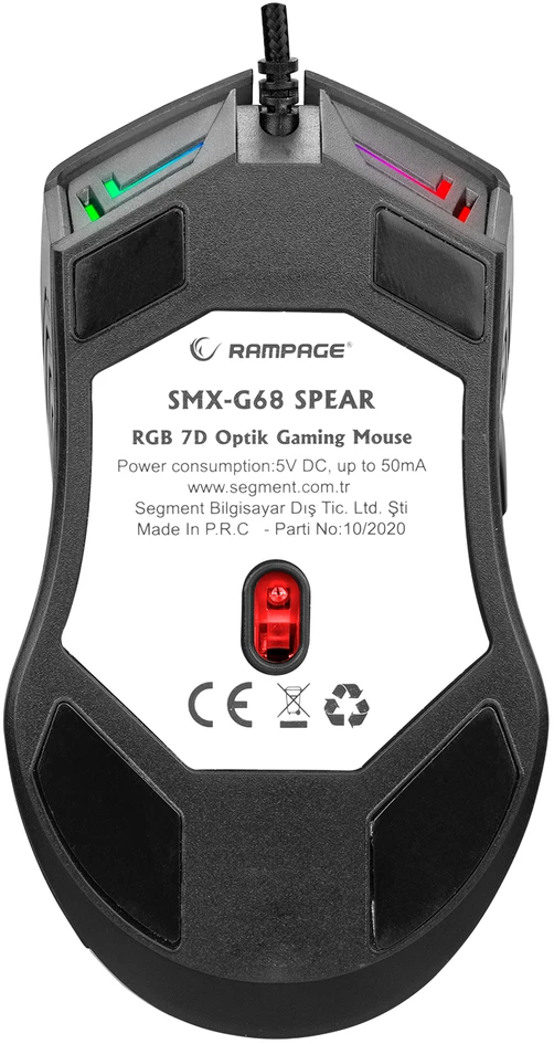 Pelė Myszka žaidimams Rampage Spear V2 su laidu 12800 dpi optinė juoda
