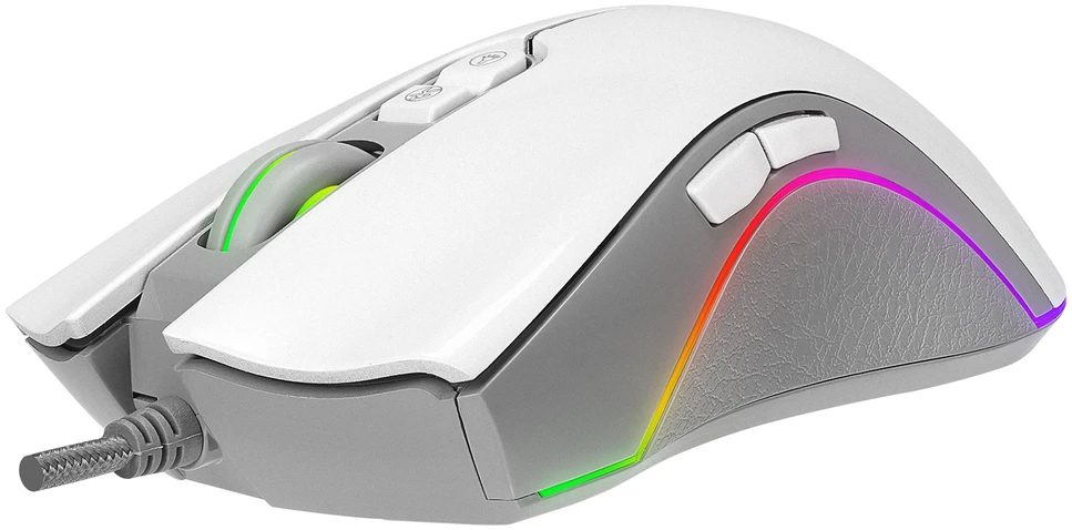 Pelė žaidimams Rampage SMX-R22 PhoenixIX V2. balta. 7 klavišų. RGB. 12800DPI