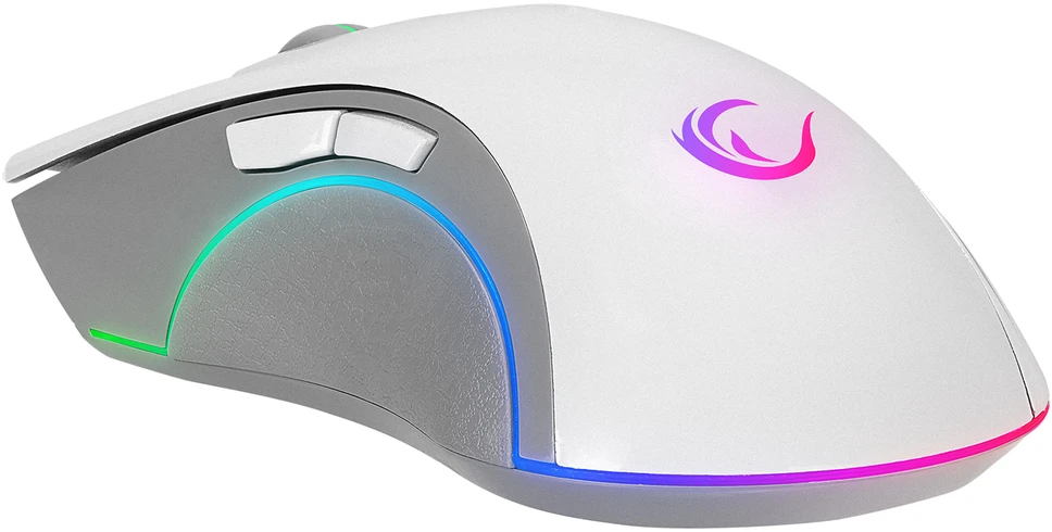 Pelė žaidimams Rampage SMX-R22 PhoenixIX V2. balta. 7 klavišų. RGB. 12800DPI