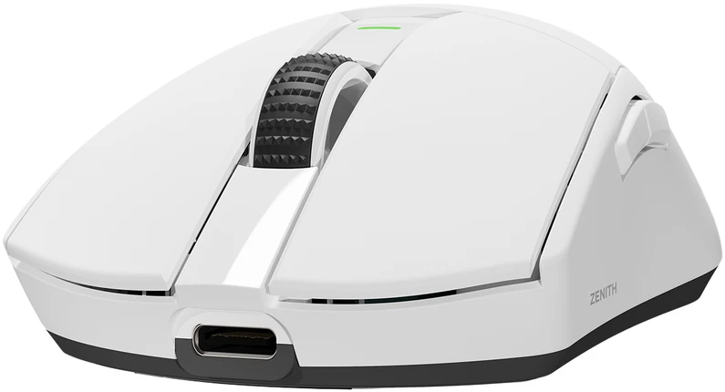 Pelė žaidimams Rampage Zenith. BT + USB + 2.4g. Paw3395. Nordic 52833 MCU. Balta
