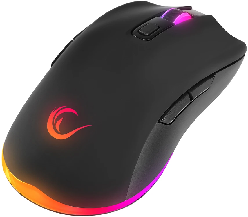 Pelės ir klaviatūros rinkinys Rampage KM-RX7 FORTUNA Rainbow RGB apšvietimas. pilno dydžio. 6400dpi pelė.