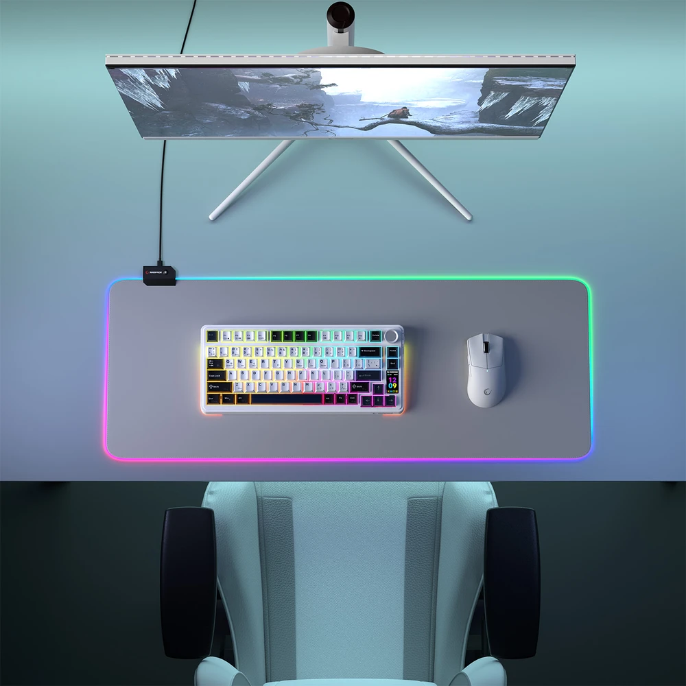 Pelės kilimėlis Rampage Pulsar RGB XL (MP-22) Pilkas 300x800x3mm RGB LED Gaming