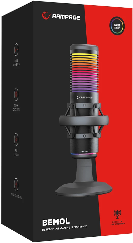 Rampage Bemol RGB USB-C juodas