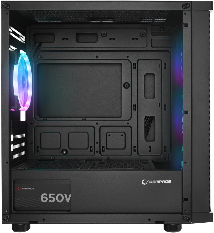 Rampage Kompiuterio korpusas Vega V2 650W 80 Plus Bronze M-ATX Tempered 4x12cm RGB Fan