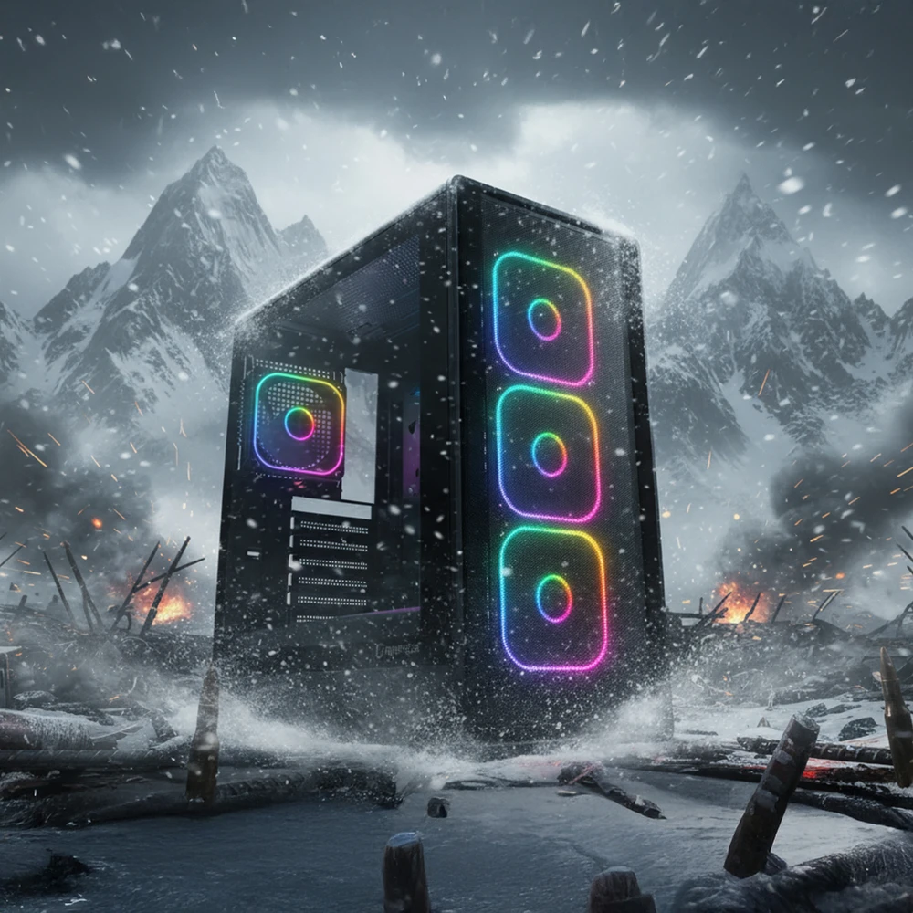 Rampage METEOR kompiuterio korpusas + 650W 80Plus maitinimo šaltinis. juodas. 4xRGB ventiliatoriai. 1xUSB 3.1. 2xUSB 2.0 jungtys