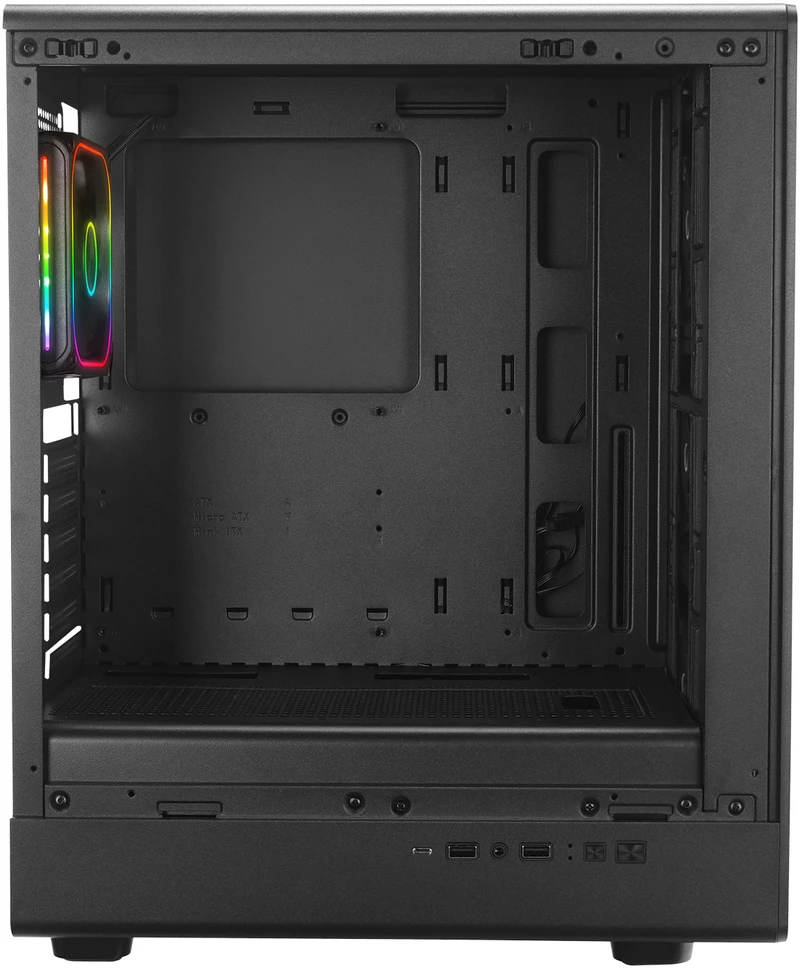 Rampage METEOR kompiuterio korpusas + 650W 80Plus maitinimo šaltinis. juodas. 4xRGB ventiliatoriai. 1xUSB 3.1. 2xUSB 2.0 jungtys
