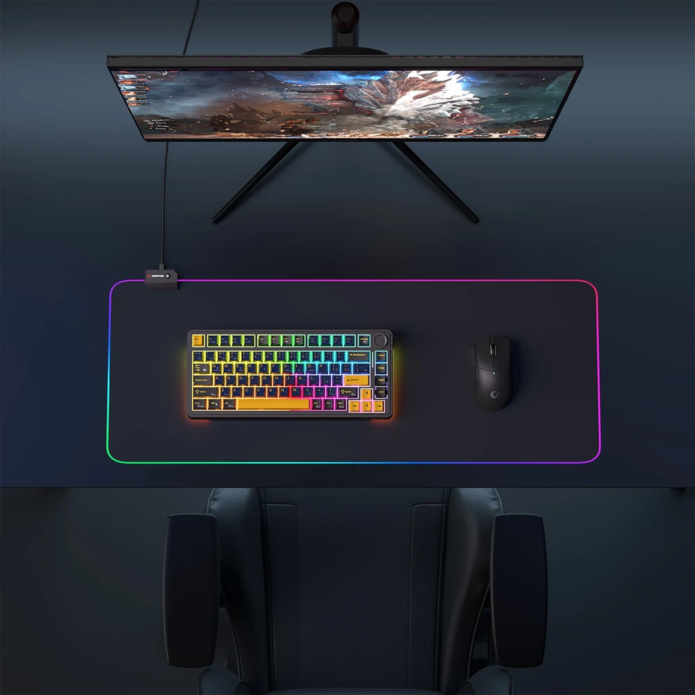 Rampage MP-22 juodas RGB LED žaidimų pelės kilimėlis. 300x800x3mm