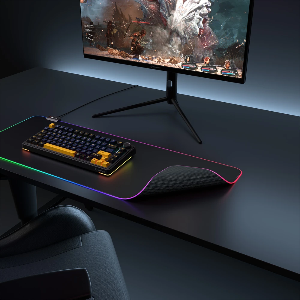 Rampage MP-22 juodas RGB LED žaidimų pelės kilimėlis. 300x800x3mm