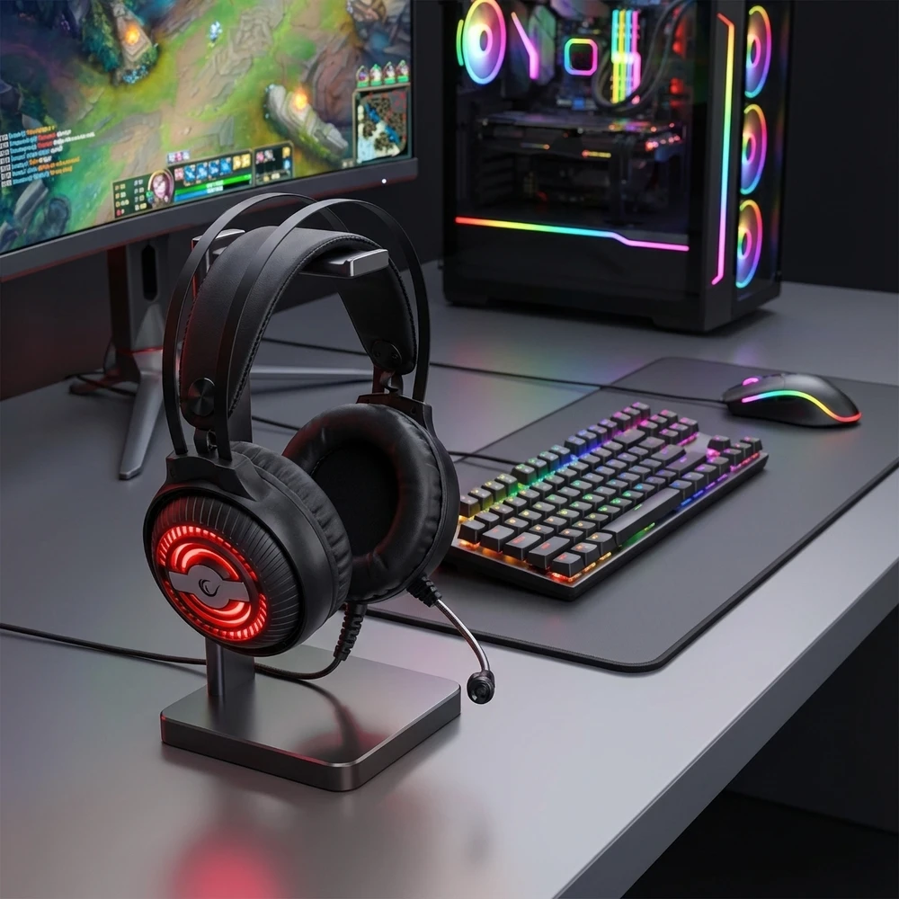 Rampage RM-K29 THUNDER juodos žaidimų ausinės su mikrofonu. 2F 1M garso skirstytuvas